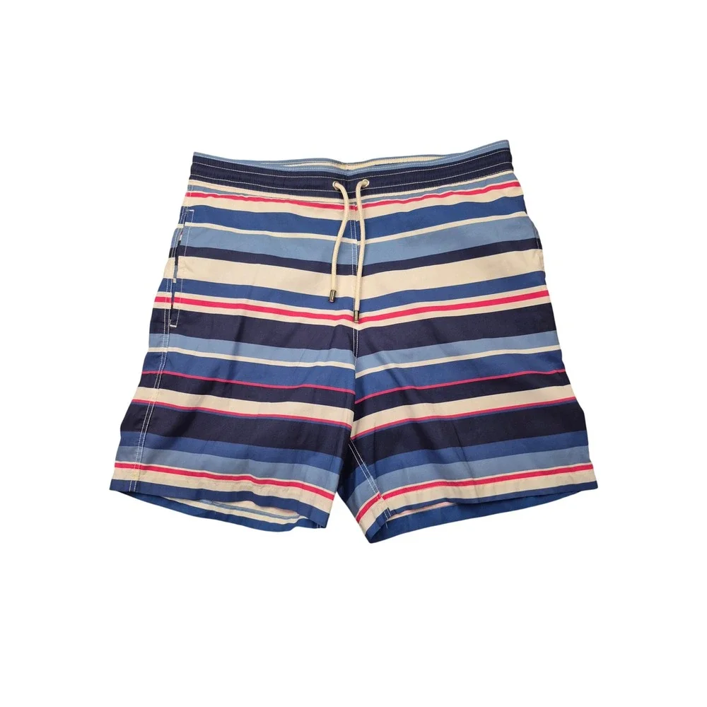 Allen Edmonds Mens Blue Striped Swim Trunks Handcrafted in Spain Size M